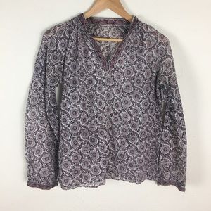 Vintage 1960s70s Floral Paisley Sheer Top